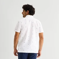 Stafford Linen Blend Mens Short Sleeve Regular Fit Button-Down Shirt