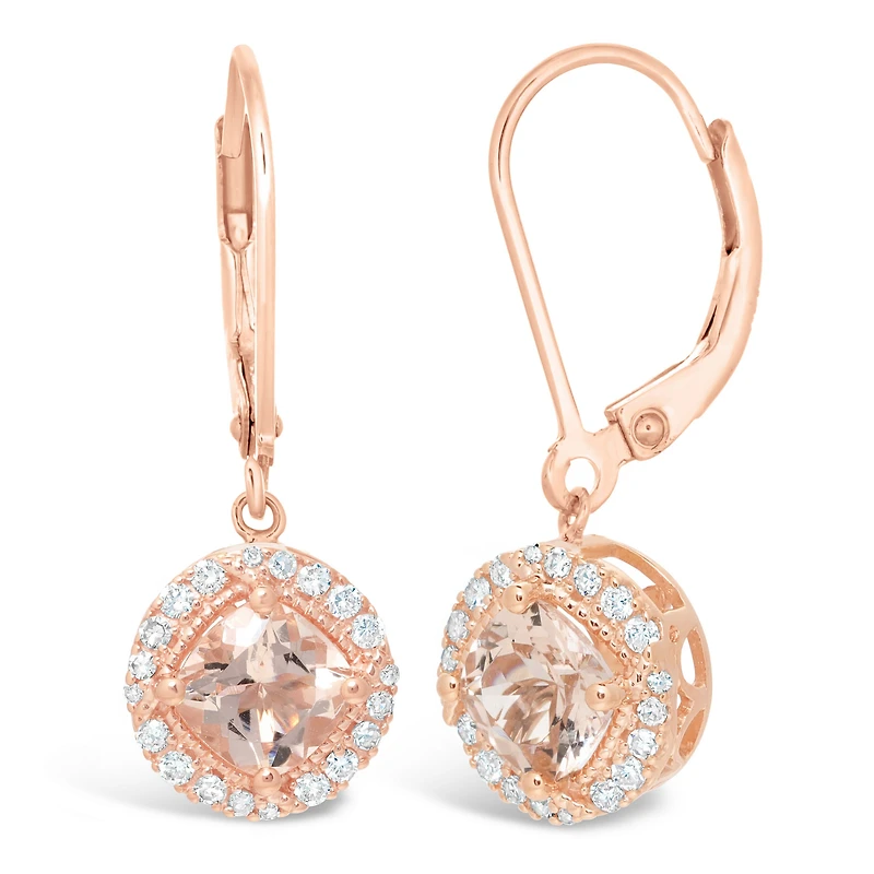 Womens 1/6 CT. T.W. Genuine Pink Morganite 10K Gold Drop Earrings