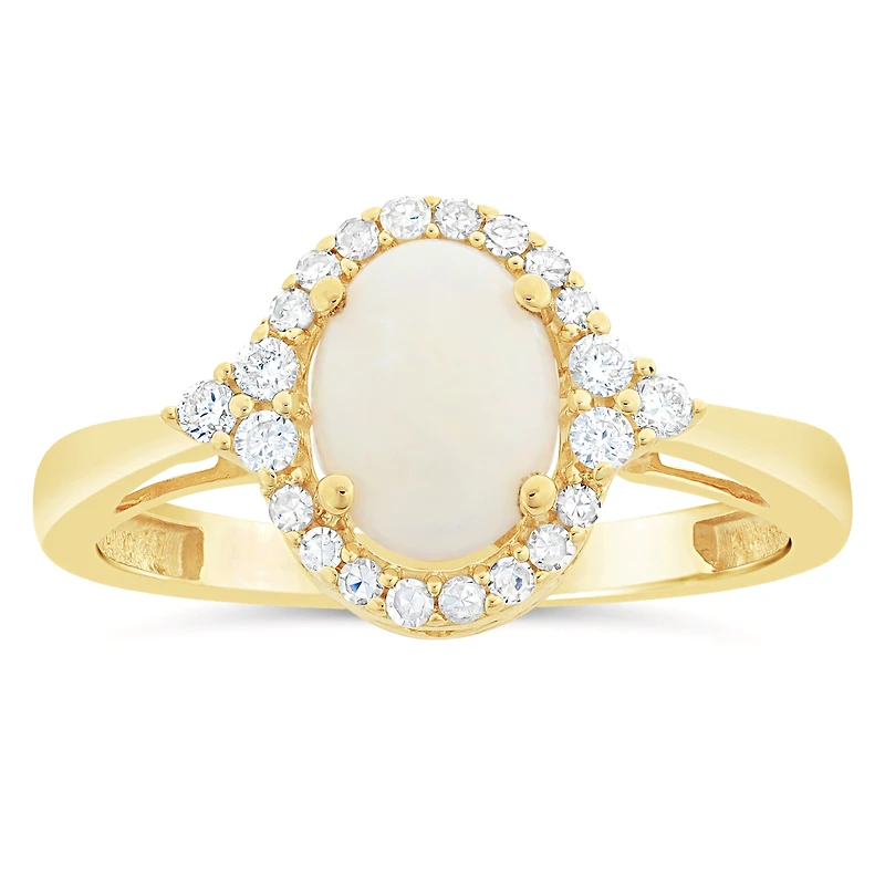 Womens 1/5 CT. Genuine White Opal 10K Gold Cocktail Ring