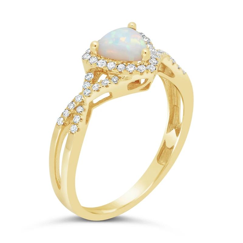 Womens 1/5 CT. Genuine White Opal 10K Gold Cocktail Ring