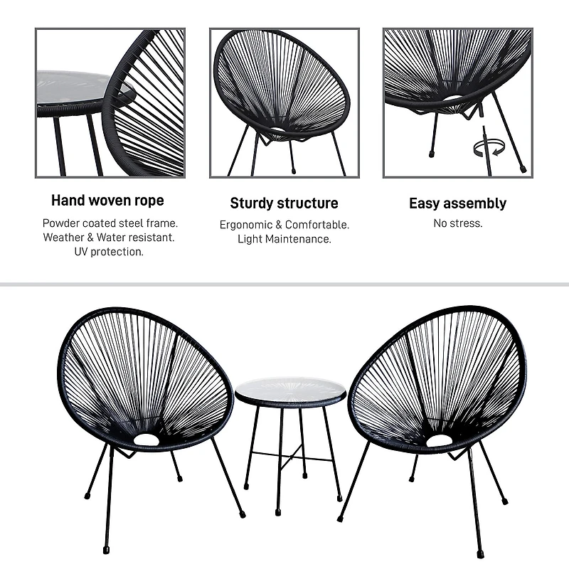 Sassio Outdoor And Patio Collection 3-pc. Conversation Set Weather Resistant