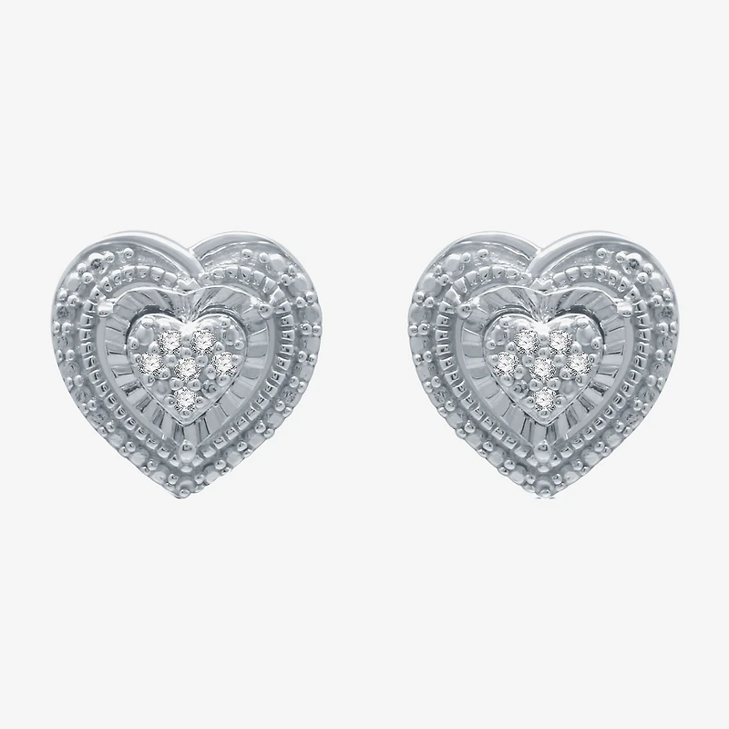 Womens 1/10 CT. T.W. Natural White Diamond Sterling Silver Heart 2-pc. Jewelry Set