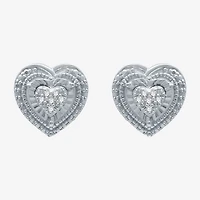 Womens 1/10 CT. T.W. Natural White Diamond Sterling Silver Heart 2-pc. Jewelry Set
