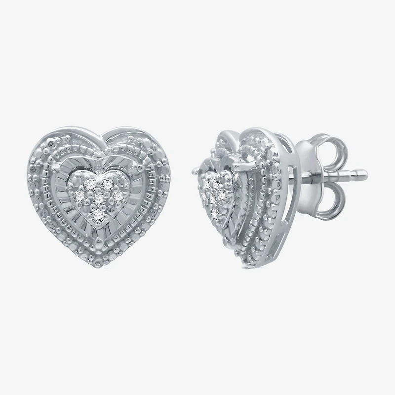 Womens 1/10 CT. T.W. Natural White Diamond Sterling Silver Heart 2-pc. Jewelry Set