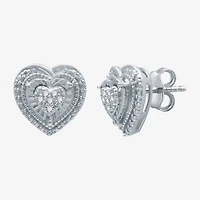 Womens 1/10 CT. T.W. Natural White Diamond Sterling Silver Heart 2-pc. Jewelry Set