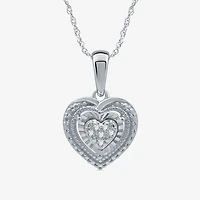 Womens 1/10 CT. T.W. Natural White Diamond Sterling Silver Heart 2-pc. Jewelry Set