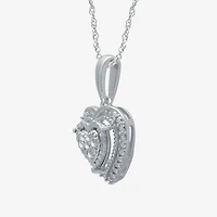 Womens 1/10 CT. T.W. Natural White Diamond Sterling Silver Heart 2-pc. Jewelry Set