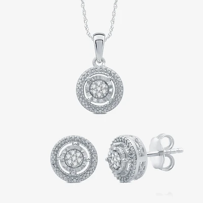 Womens 1/10 CT. T.W. Natural White Diamond Sterling Silver 2-pc. Jewelry Set