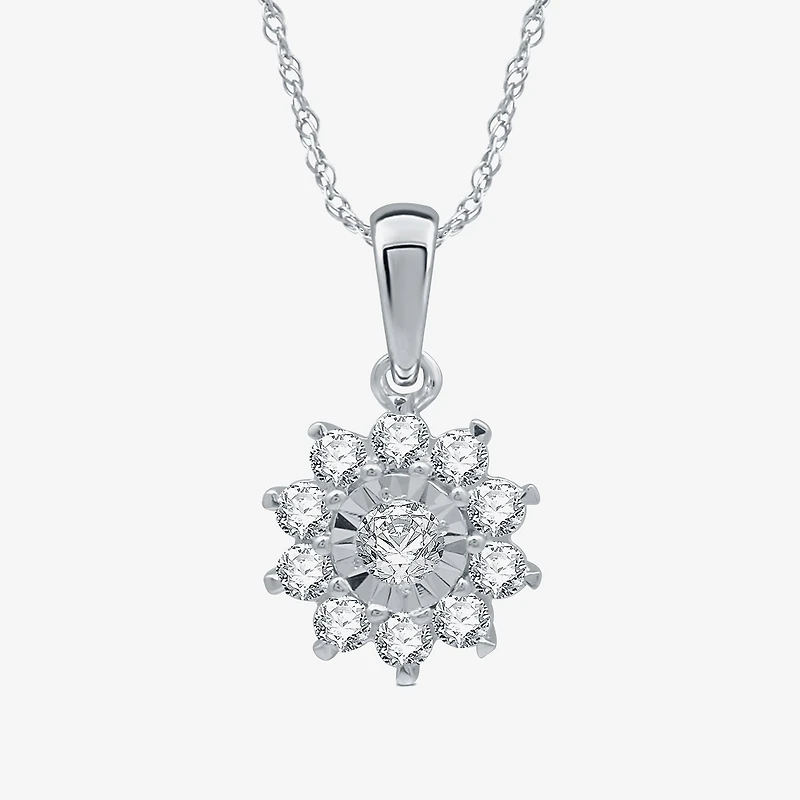 Womens 1 CT. T.W. Natural White Diamond Sterling Silver Flower 2-pc. Jewelry Set