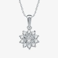 Womens 1 CT. T.W. Natural White Diamond Sterling Silver Flower 2-pc. Jewelry Set