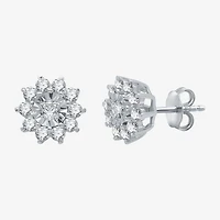 Womens 1 CT. T.W. Natural White Diamond Sterling Silver Flower 2-pc. Jewelry Set