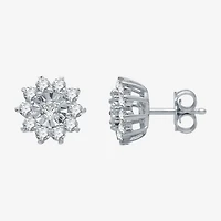 Womens 1 CT. T.W. Natural White Diamond Sterling Silver Flower 2-pc. Jewelry Set