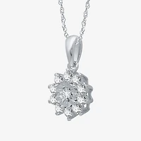 Womens 1 CT. T.W. Natural White Diamond Sterling Silver Flower 2-pc. Jewelry Set