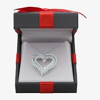 Womens 1 CT. T.W. Natural White Diamond Sterling Silver Heart 18 Inch Pendant Necklace