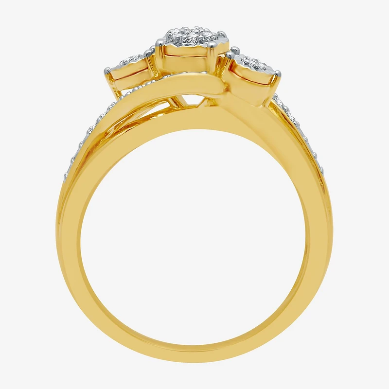 Womens 1/7 CT. T.W. Natural White Diamond  Cluster Halo Cocktail Ring Sterling Silver or 14K Gold Over