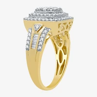 Womens 1 CT. T.W. Natural White Diamond Sterling Silver Halo Cocktail Ring