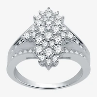 Womens 1 CT. T.W. Natural White Diamond Sterling Silver Cocktail Ring