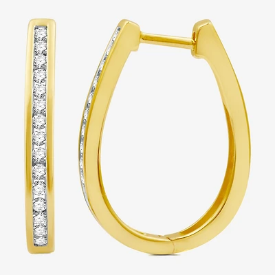 1/2 CT. T.W. Natural White Diamond 23.8mm Hoop Earrings Sterling Silver or 14K Gold Over