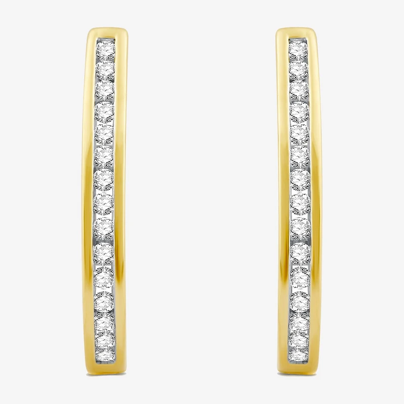 1/2 CT. T.W. Natural White Diamond  23.8mm Hoop Earrings Sterling Silver or 14K Gold Over