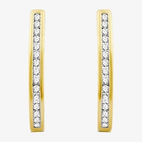 1/2 CT. T.W. Natural White Diamond  23.8mm Hoop Earrings Sterling Silver or 14K Gold Over