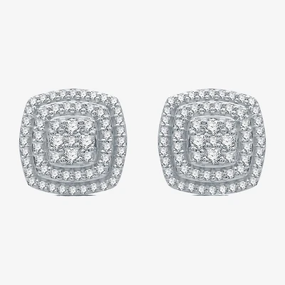 1/2 CT. T.W. Natural White Diamond Sterling Silver 9.8mm Stud Earrings