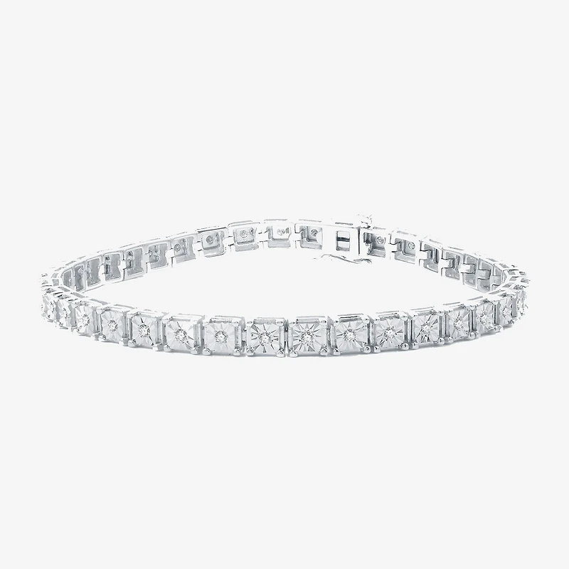 Womens 1/2 CT. T.W. Natural White Diamond Sterling Silver 7.5 Inch Tennis Bracelet