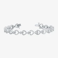 Womens 1/10 CT. T.W. Natural White Diamond Sterling Silver Heart 7 Inch Tennis Bracelet