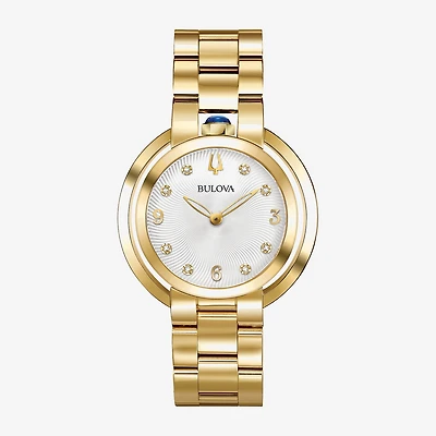 Bulova Rubaiyat Womens Diamond Accent Gold Tone Stainless Steel Bracelet Watch 97p125