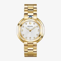 Bulova Rubaiyat Womens Diamond Accent Gold Tone Stainless Steel Bracelet Watch 97p125