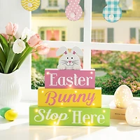Glitzhome 12"H Easter Led Lighted Bunny Word Sign Lighted Easter Tabletop Decor