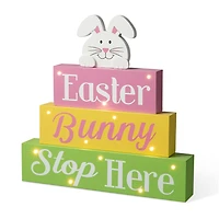Glitzhome 12"H Easter Led Lighted Bunny Word Sign Lighted Easter Tabletop Decor
