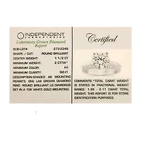 2  CT. T.W. Lab-Grown (F / VS2) Diamond Round Solitaire Bridal Set in 10K or 14K Gold