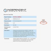 Signature By Modern Bride (G-H / Si1-Si2) Womens 1 3/8 CT. T.W. Lab Grown White Diamond 14K Gold Emerald Side Stone Engagement Ring