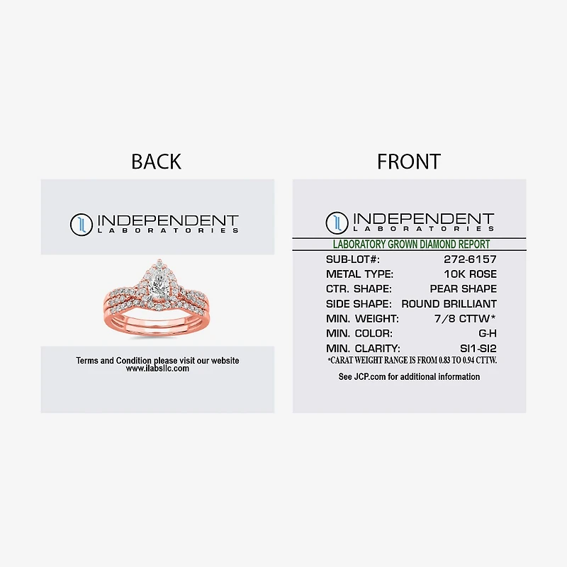 Signature By Modern Bride 7/8 CT.T.W. Lab-Grown (G-H / SI1-SI2) Diamond Pear Side Stone Bridal Set 10K or 14K Gold