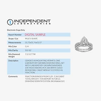 Signature By Modern Bride (G-H / Si1-Si2) Womens 1 1/3 CT. T.W. Lab Grown White Diamond 10K Gold Pear Side Stone Halo Bridal Set