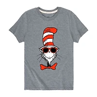 Cat The Hat Cool Shades Little & Big Kid Boys Crew Neck Short Sleeve Regular Fit Dr. Seuss Graphic T-Shirt