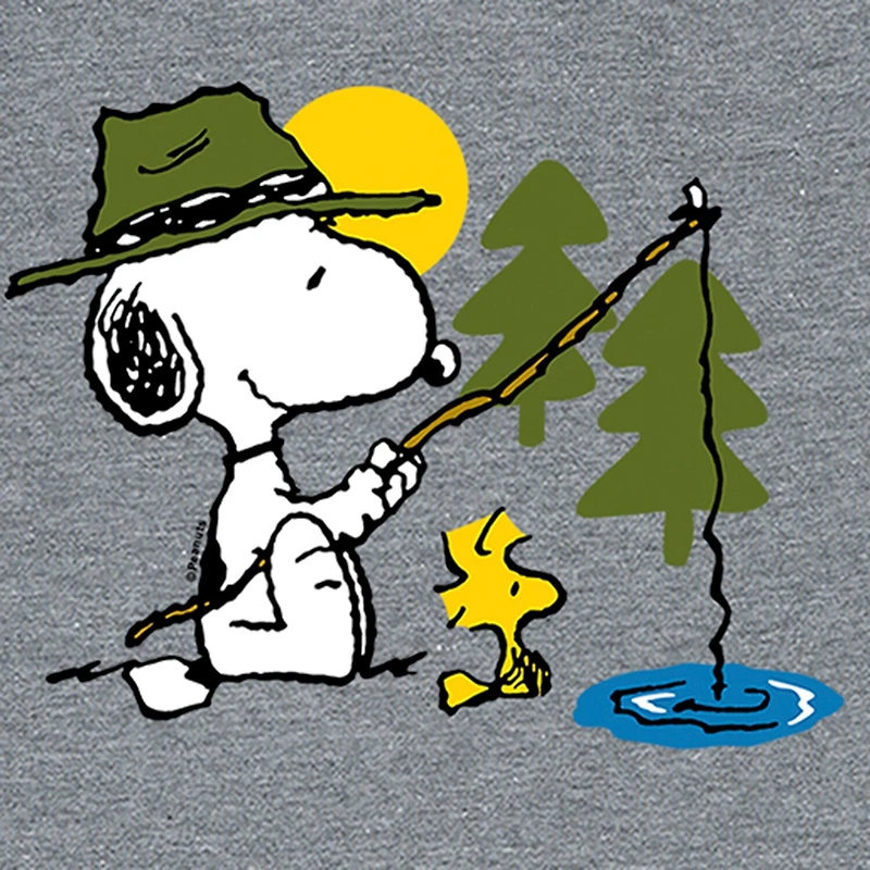 Camping Fishing Little & Big Kid Boys Crew Neck Short Sleeve Regular Fit Peanuts Snoopy Graphic T-Shirt