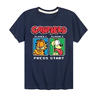 Gaming Start Screen Little & Big Kid Boys Crew Neck Short Sleeve Regular Fit Garfield Graphic T-Shirt