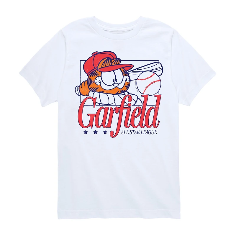 Baseball All Star Little & Big Kid Boys Crew Neck Short Sleeve Regular Fit Garfield Graphic T-Shirt