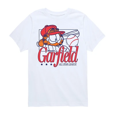 Baseball All Star Little & Big Kid Boys Crew Neck Short Sleeve Regular Fit Garfield Graphic T-Shirt