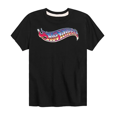 Chrome Logo Little & Big Kid Boys Crew Neck Short Sleeve Regular Fit Hot Wheels Graphic T-Shirt