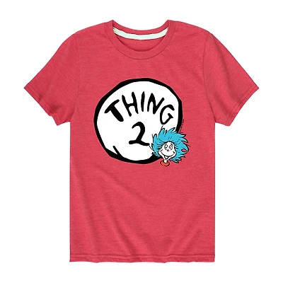 Thing 2 Little & Big Kid Boys Crew Neck Short Sleeve Regular Fit Dr. Seuss Graphic T-Shirt
