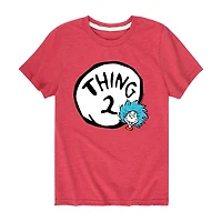 Thing 2 Little & Big Kid Boys Crew Neck Short Sleeve Regular Fit Dr. Seuss Graphic T-Shirt
