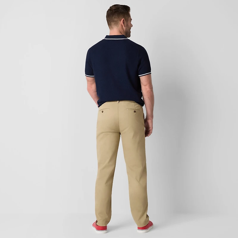 St. John's Bay Dexterity Stretch Chino Mens Adaptive Adjustable Features Easy-on + Easy-off Straight Fit Flat Front Pant