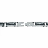 Mens Cubic Zirconia Two-Tone Stainless Steel Chain Bracelet