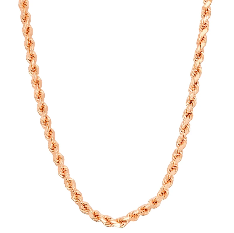 14K Gold Over Silver Solid Rope Chain Necklace