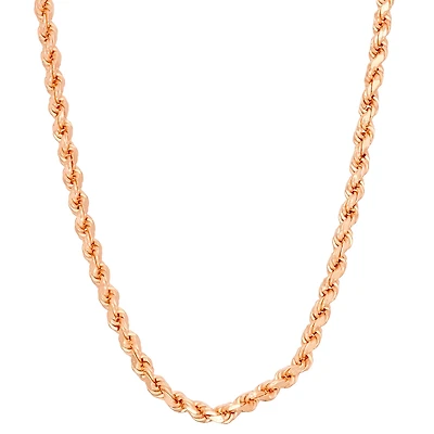 14K Gold Over Silver Solid Rope Chain Necklace