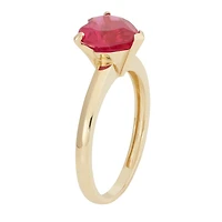 Womens Lab Created Red Ruby 10K Gold Heart Solitaire Cocktail Ring