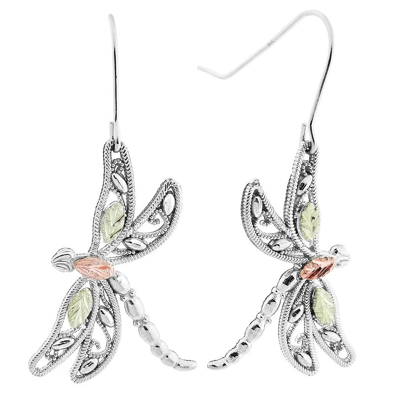 Black Hills Gold Womens Sterling Silver Butterfly Drop Earrings