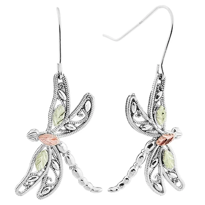 Black Hills Gold Womens Sterling Silver Butterfly Drop Earrings